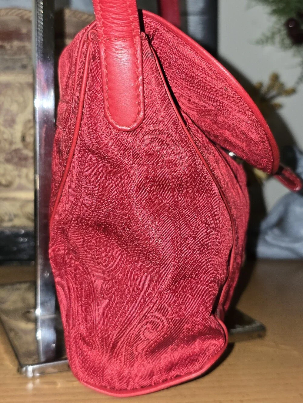 Etro Red Jaquard Crossbody C.O.A. Included EUC - Picture 4 of 16